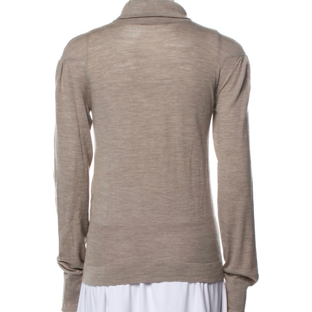 Dolce & Gabbana 100% Virgin Wool Beige Turtleneck Sweater With Ruffles Size 6 - Picture 3 of 8
